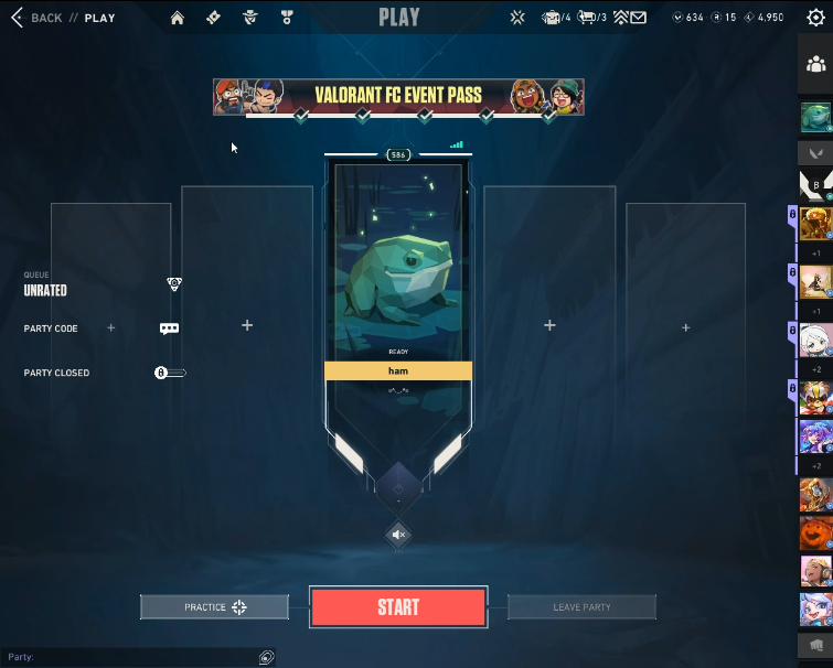 Original VALORANT lobby screenshot at a stretched 5 by 4 resolution